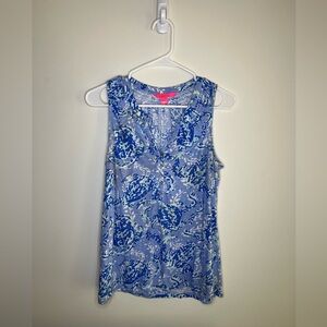 Lilly Pulitzer Essie Blue Peri Turtly Tunic Top - S